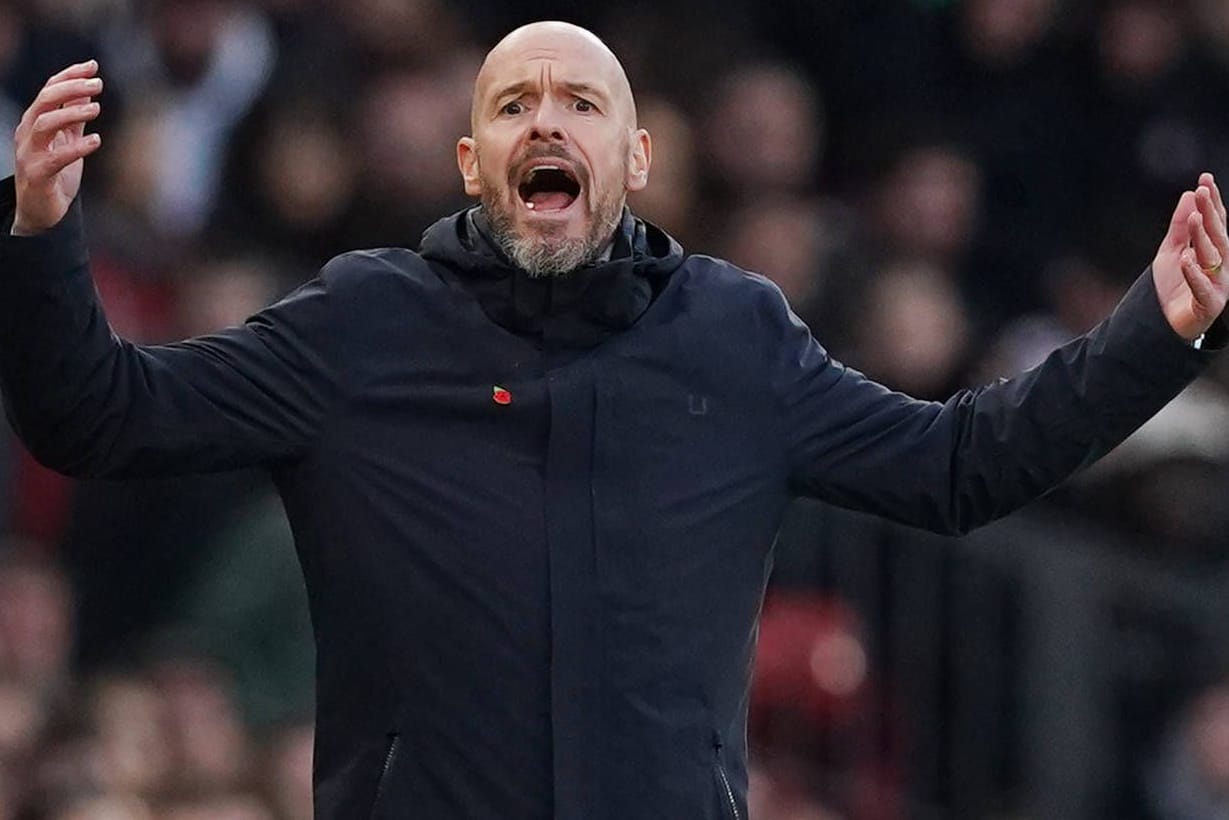 United-Trainer Erik ten Hag: Unglückliche Figur.