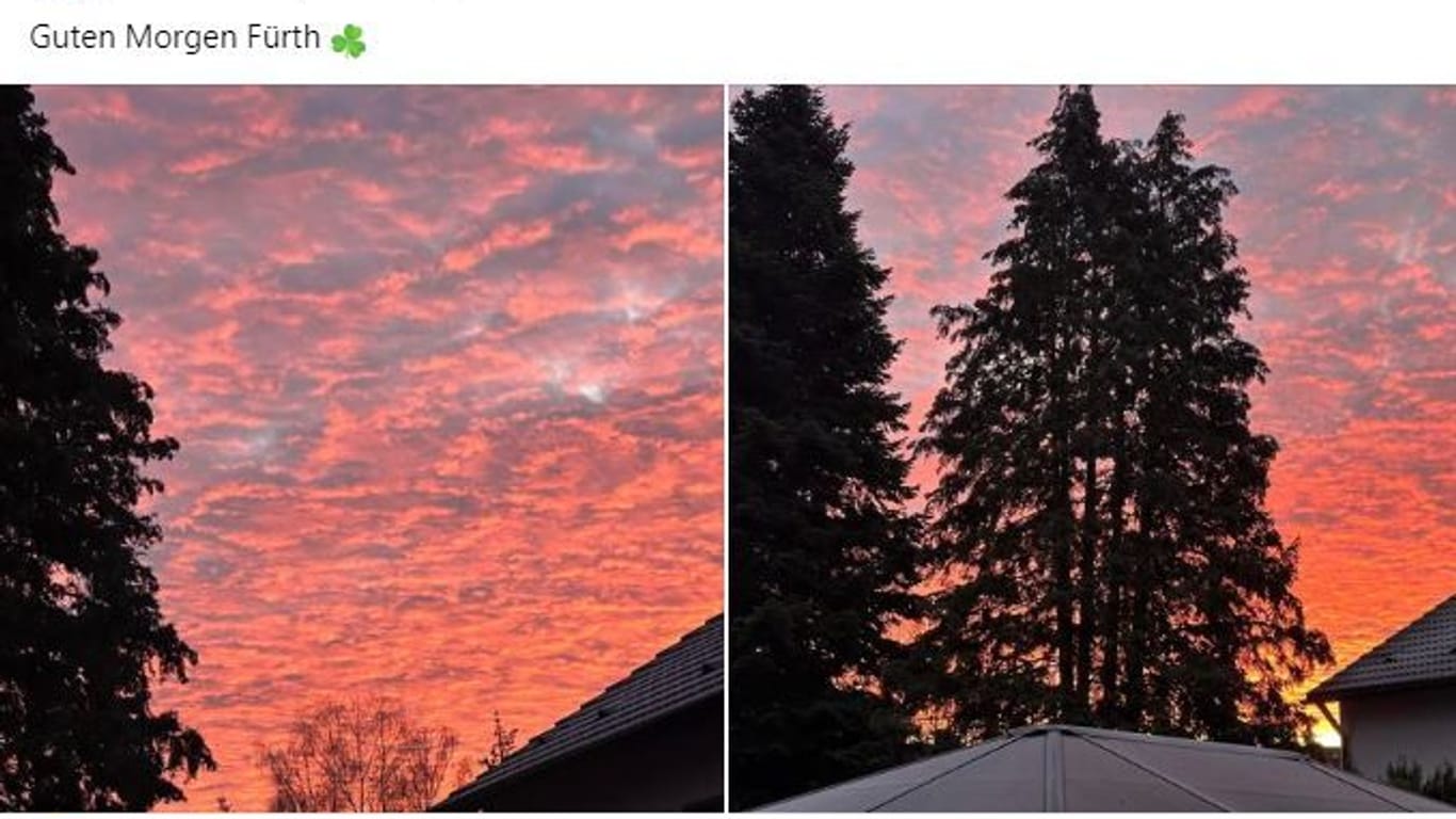 Vor allem aus Fürth gibt es viele Fotos des besonderen Sonnenaufgangs.