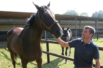 Danedream mit Trainer Peter Schiergen: Das Pferd erreichte in seiner Karriere viele Siege.