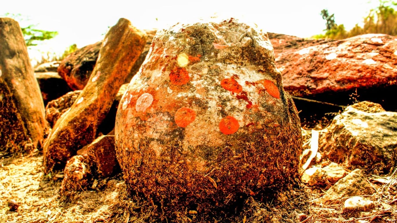 Die seit Generationen verehrte Steinkugel: Das Ei gehörte wohl zu einem pflanzenfressenden Titanosaurus.