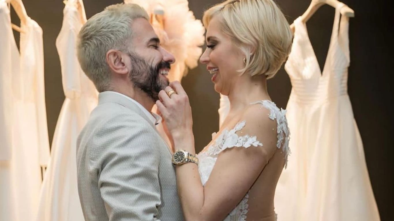 Marc Terenzi und Verena Kerth im Brautmodengeschäft "Soulmaid Bridal Couture": Dort probierte die Moderatorin im November 2022 ein Brautkleid an.