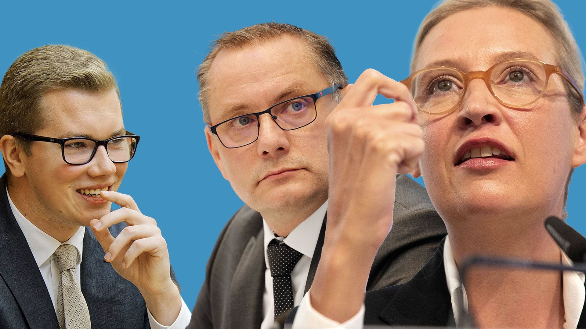 AfD-Abgeordneter Daniel Halemba, Parteichefs Tino Chrupalla, Alice Weidel: Die AfD-Spitze will Halemba aus der Partei werfen.