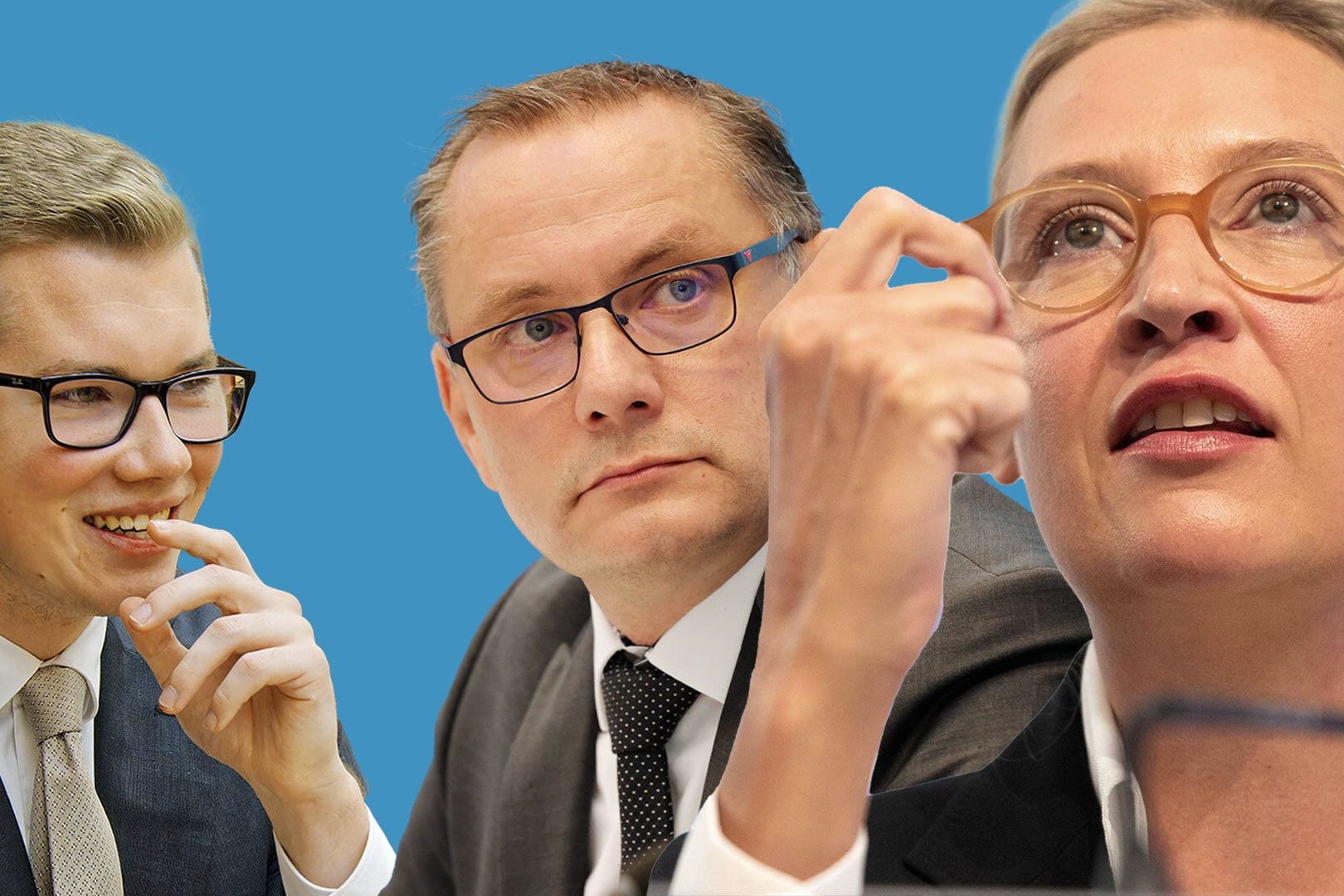 AfD-Abgeordneter Daniel Halemba, Parteichefs Tino Chrupalla, Alice Weidel: Die AfD-Spitze will Halemba aus der Partei werfen.