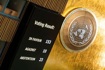 Abstimmungsergebnis bei der UN-Vollversammlung: 153 Ländervertreter stimmten für eine Forderung nach Waffenstillstand im Gazastreifen.