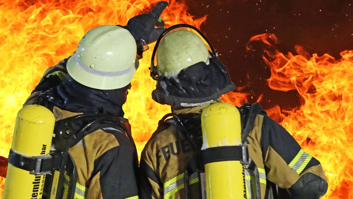 Feuerwehrleute im Einsatz (Symbolbild): In Erfurt wurde eine Frauenleiche nach einem Brand gefunden.