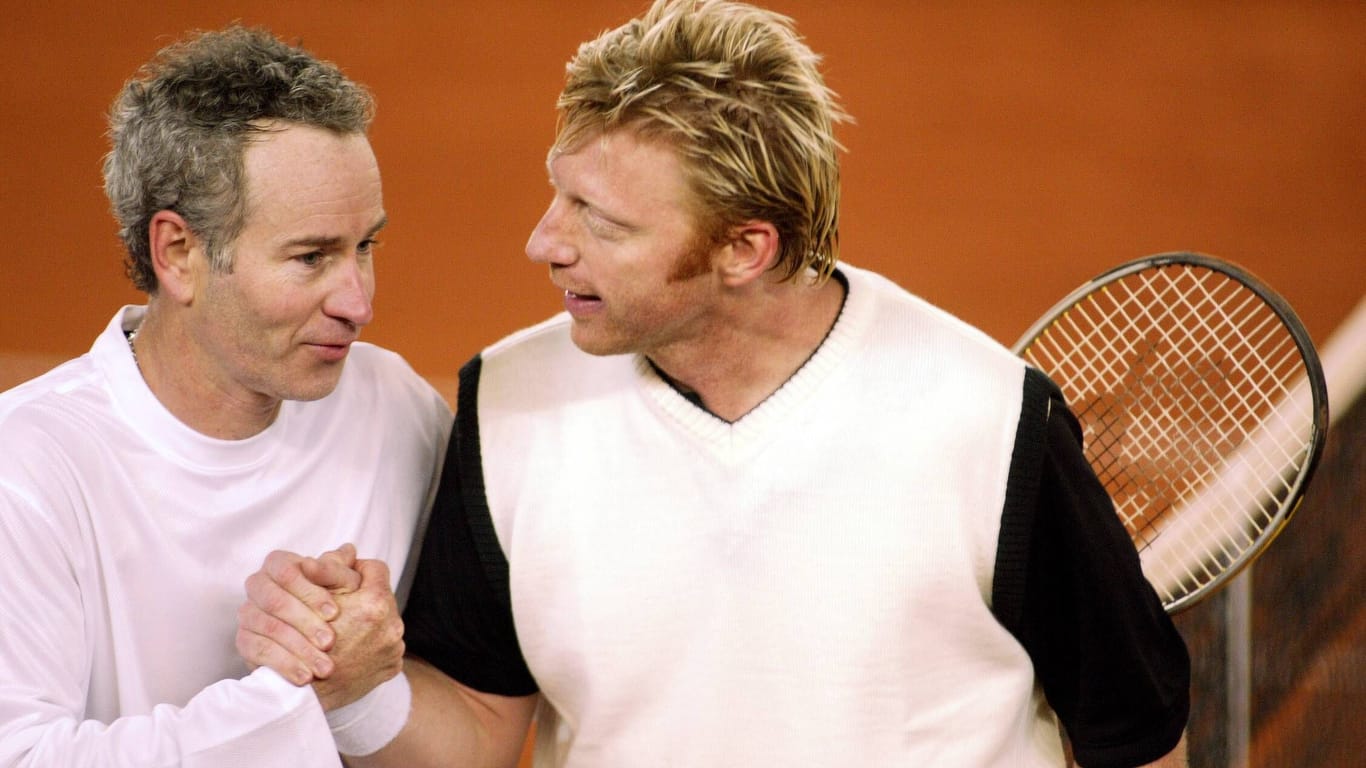 Boris Becker (r.) und John McEnroe: Die früheren Tennis-Rivalen im Jahr 2003.