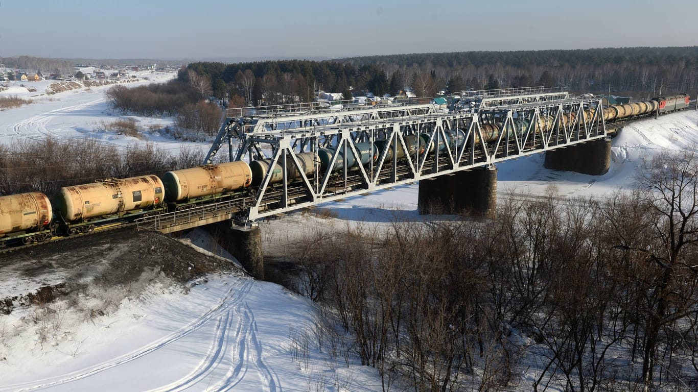 Güterzug auf der Route der Transsibirischen Eisenbahn (Archivbild): Der Anschlag soll sich auf einer Abzweigung der Strecke ereignet haben. Güterzug auf der Route der Transsibirischen Eisenbahn (Archivbild): Der Anschlag soll sich auf einer Abzweigung der Strecke ereignet haben.