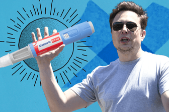 Elon Musk mit einer Abnehmspritze