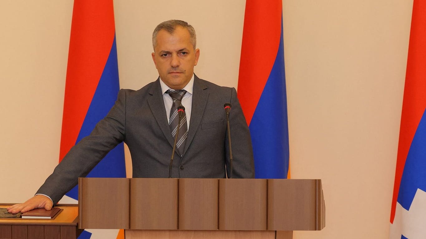 Samwel Schahramanjan, gewählter Präsident der selbsternannten Republik Bergkarabach (Archivbild): Er erklärte die angeordnete Selbstauflösung für nichtig.