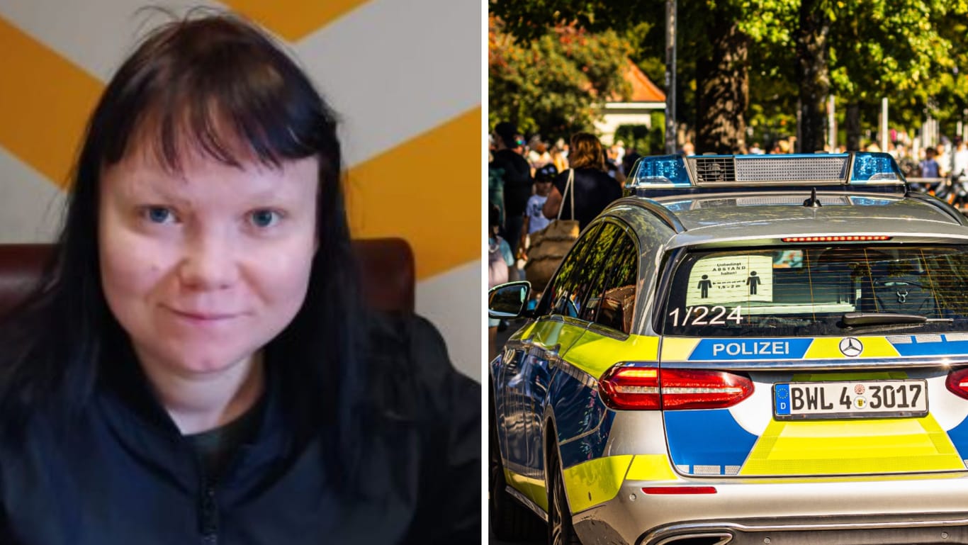 Die vermisste junge Frau und ein Polizeiwagen am Bodensee (Montage): Seit Tagen wird Justine U. vermisst.