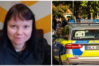 Die vermisste junge Frau und ein Polizeiwagen am Bodensee (Montage): Seit Tagen wird Justine U. vermisst.
