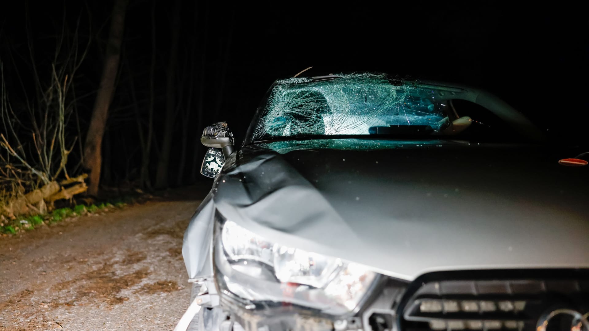 Unfallauto in der Nacht: Für den Fußgänger konnten die Rettungskräfte nichts mehr tun. Unfallauto in der Nacht: Für den Fußgänger konnten die Rettungskräfte nichts mehr tun.