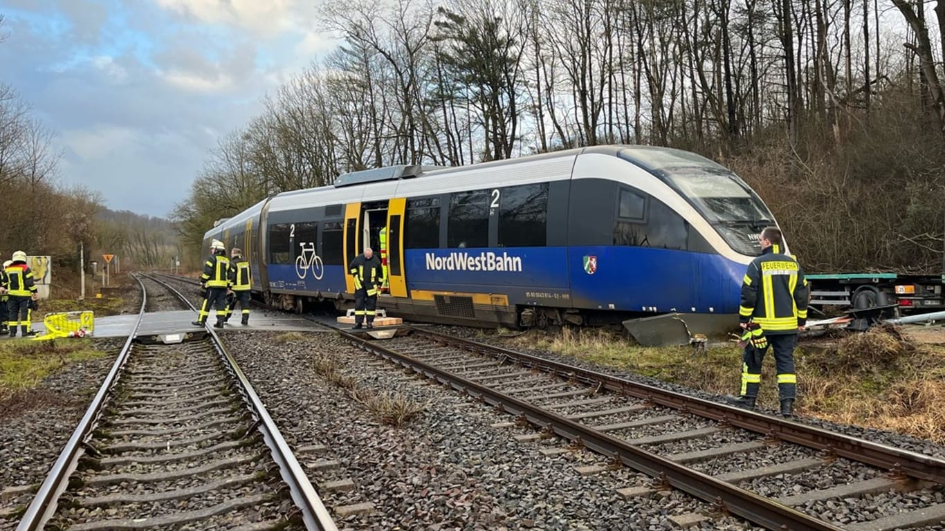 In Bad Driburg ist ein Regionalzug aus den Schienen gesprungen: Grund hierfür war ein vom Sturm umgewehter Baum.