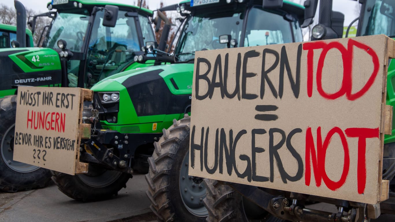 Bauernproteste in Ludwigshafen am Rhein: An vielen Orten in Deutschland demonstrieren Landwirtinnen und Landwirte während einer Aktionswoche.