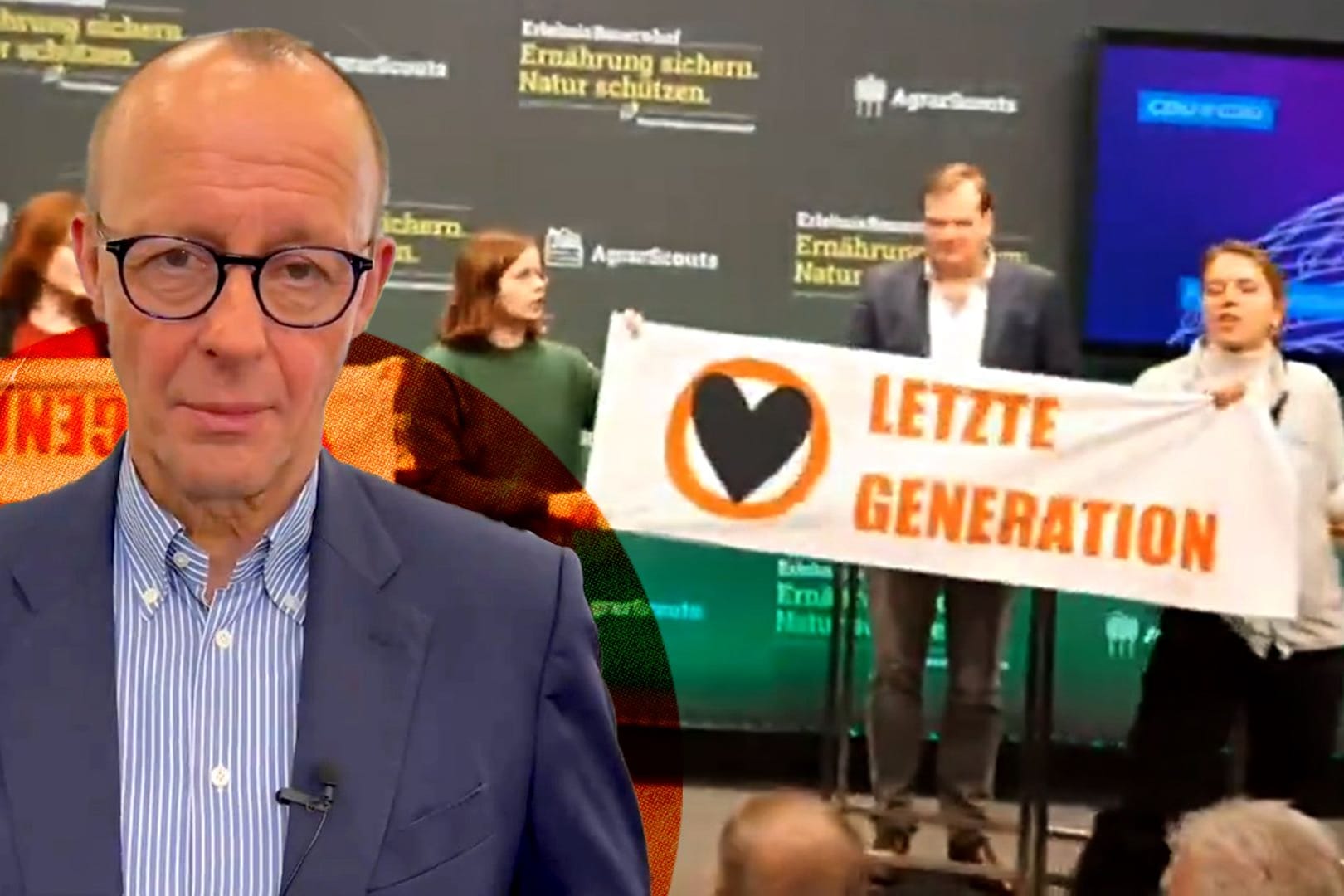 "Letzte Generation" stört Rede von Friedrich Merz