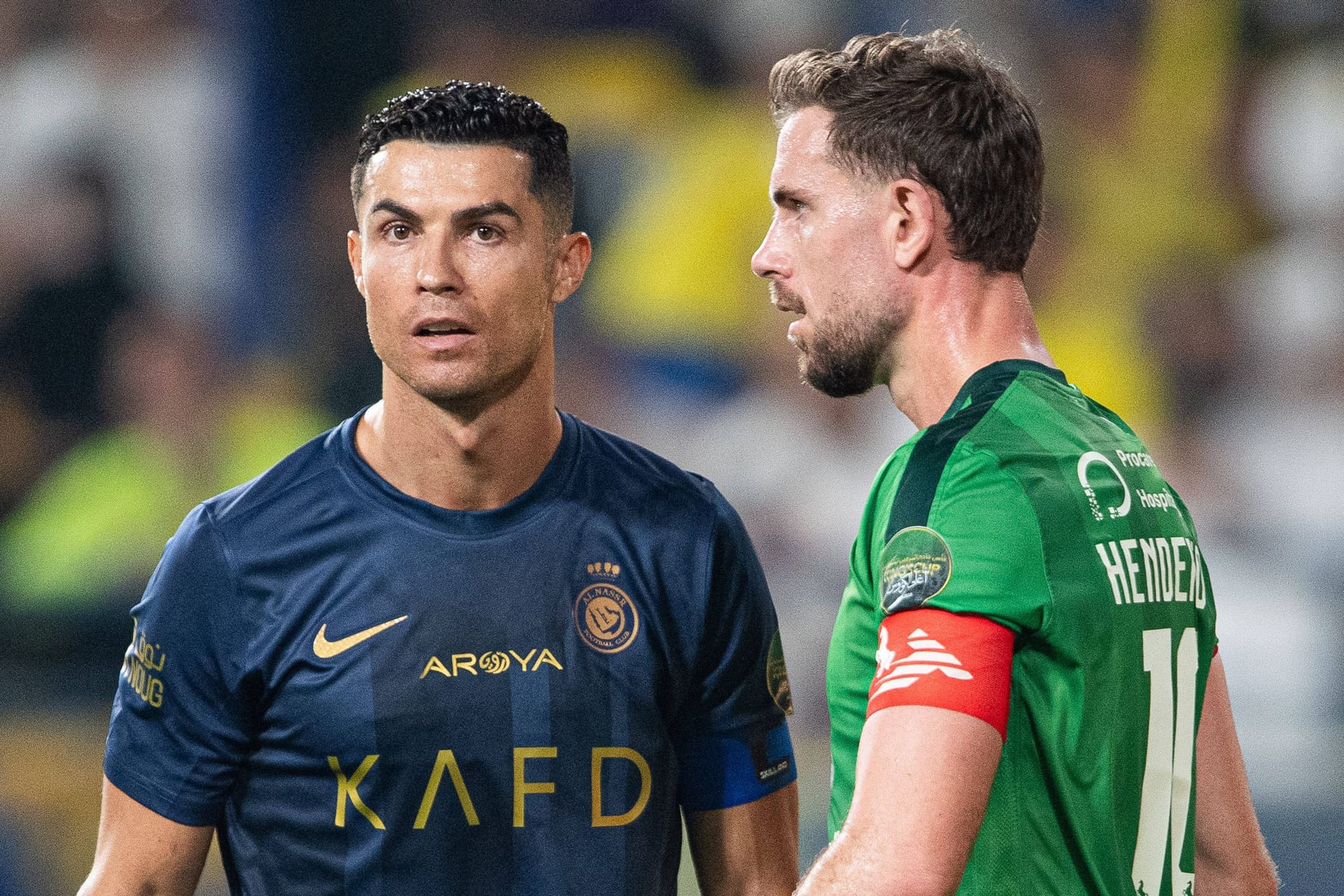 Cristiano Ronaldo (l.) und Jordan Henderson: Der Portugiese bleibt in Saudi-Arabien, der Engländer ist weg.