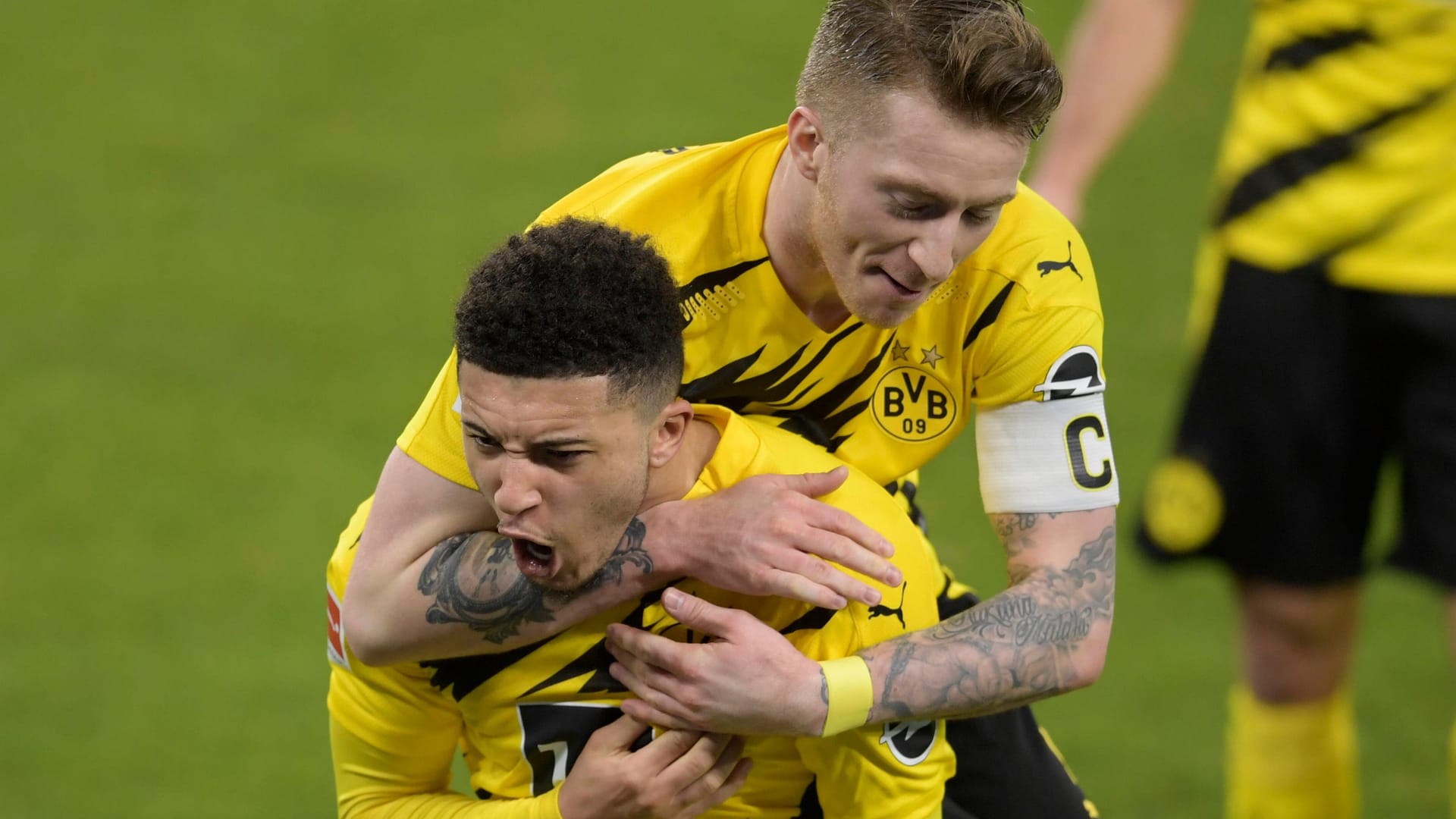 Ein Bild aus vergangenen BVB-Tagen: Jadon Sancho (vorne) mit Marco Reus.