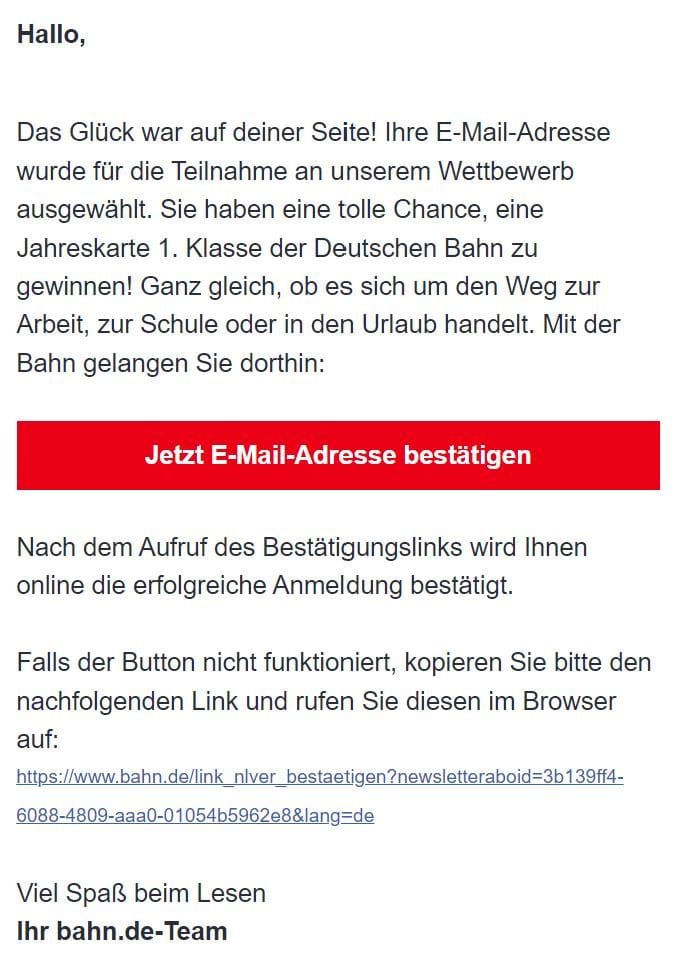 Mit dieser Phishing-Mail versuchen Betrüger im Namen der Deutschen Bahn an ihre Daten zu gelangen.