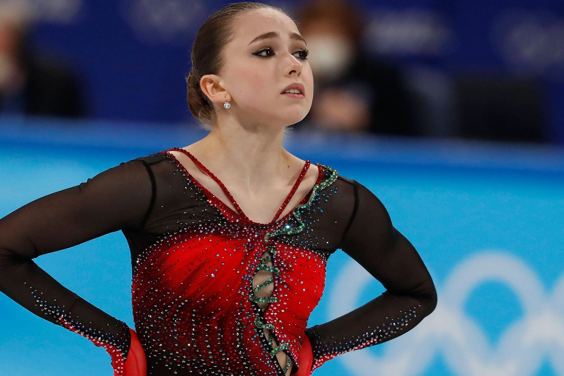 Kamila Walijewa: Die damals 15-Jährige während ihrer Kür in Peking bei Olympia.