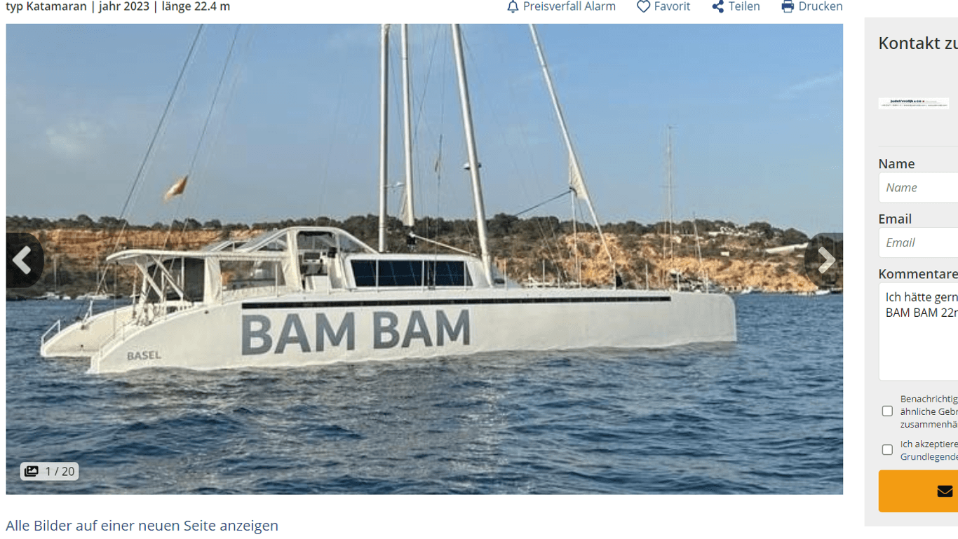 Anzeige im Internet: Die "Bam Bam" steht zum Verkauf, doch Käufer benötigen entsprechendes Kleingeld.