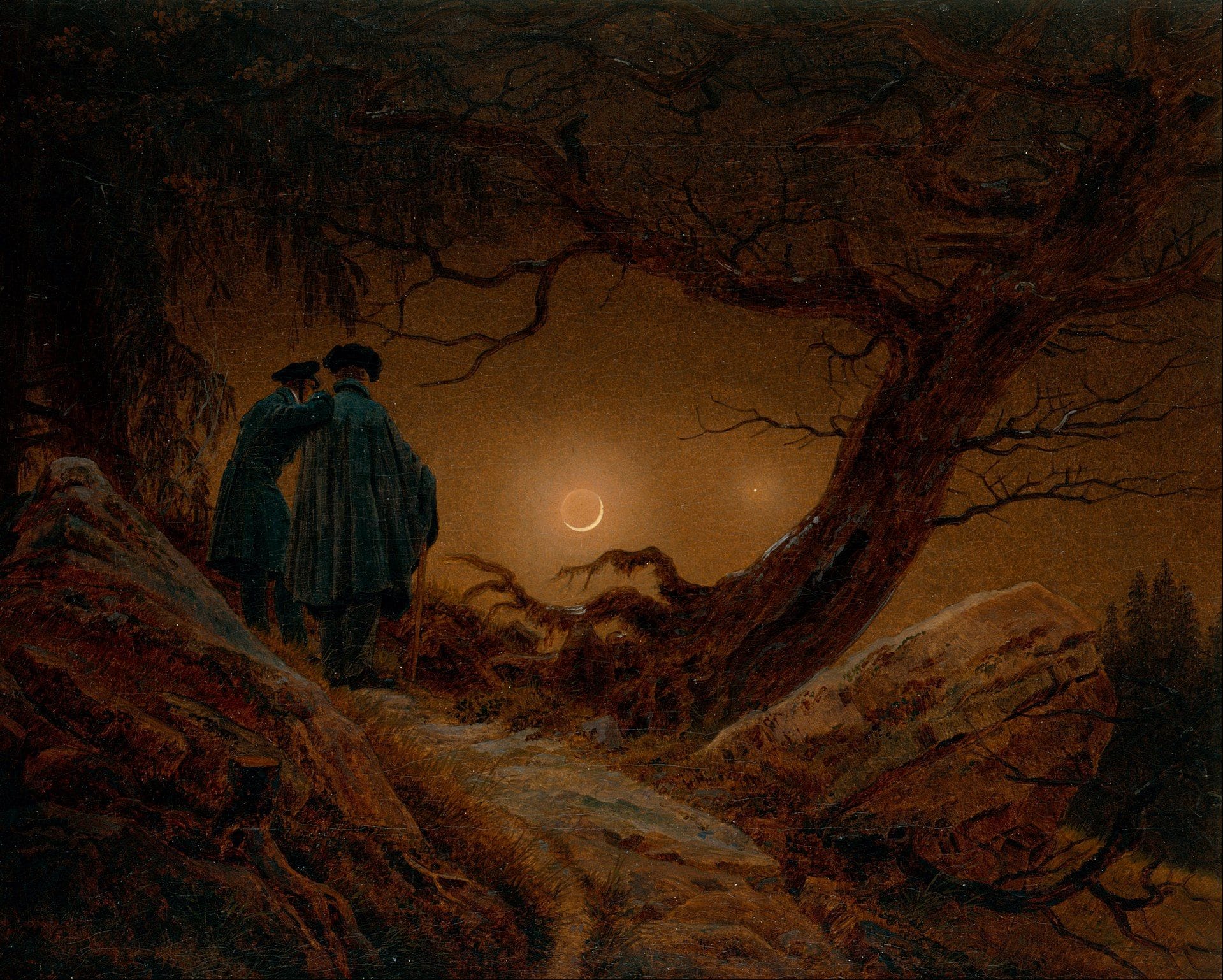 "Zwei Männer in Betrachtung des Mondes": Der deutsche Maler war durchaus politisch.