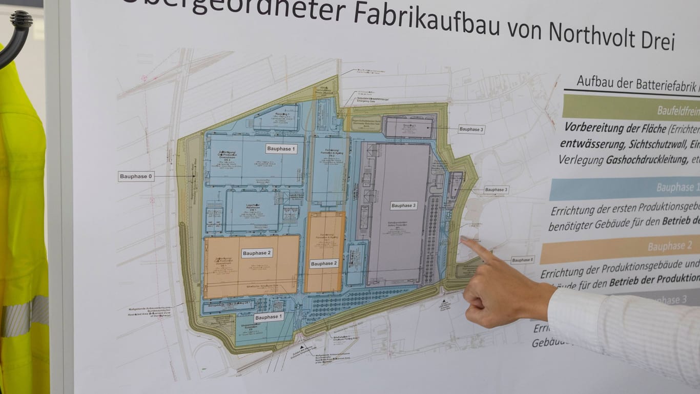Bauplan für die Batteriezellfabrik: Der linke Teil des Gebietes gehört zur Gemeinde Norderwöhrden.