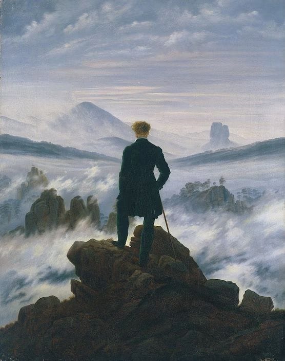 "Der Wanderer über dem Nebelmeer" von Caspar David Friedrich.