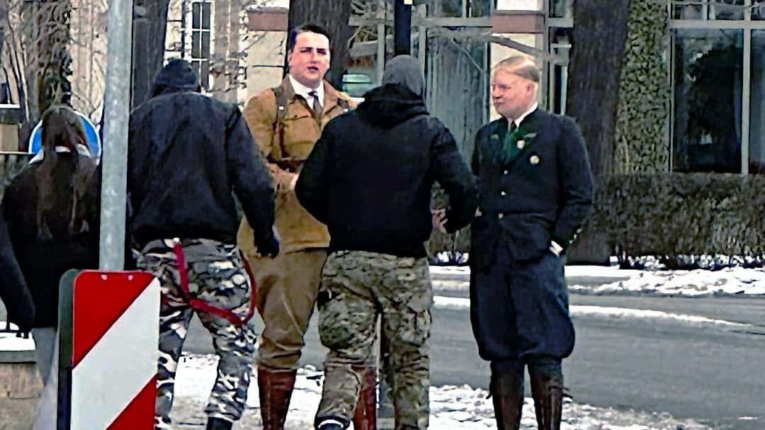 Mutmaßliche Neonazis in Pirna: Sie waren am Rande eines Anti-AfD-Protests in Erscheinung getreten.