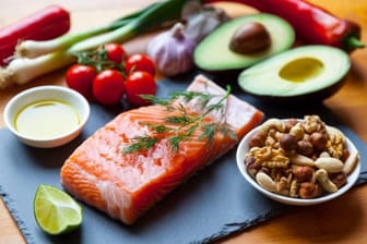 Lebensmittel: Gemüse, Fisch, Eier und Milchprodukte bilden die Basis einer ketogenen Diät.