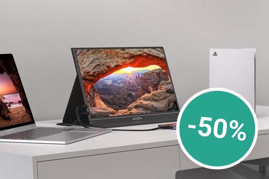 Der reduzierte Monitor wird einfach über USB-C an den Laptop oder das Handy angeschlossen.