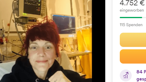 Jennifer Franke im Krankenhaus: Auf Gofundme sucht die Physiotherapeutin Unterstützung. Jennifer Franke im Krankenhaus: Auf Gofundme sucht die Physiotherapeutin Unterstützung.