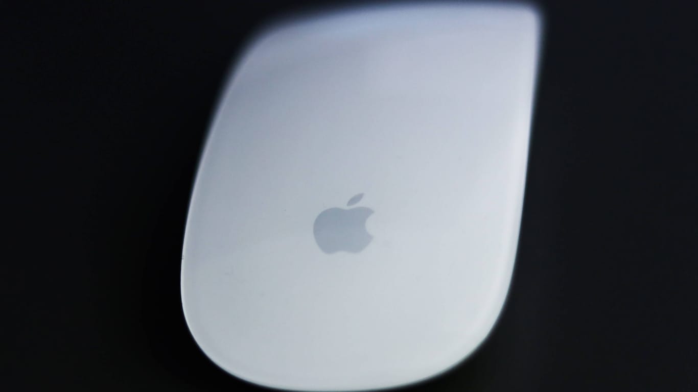 Computermaus mit Apple-Logo.