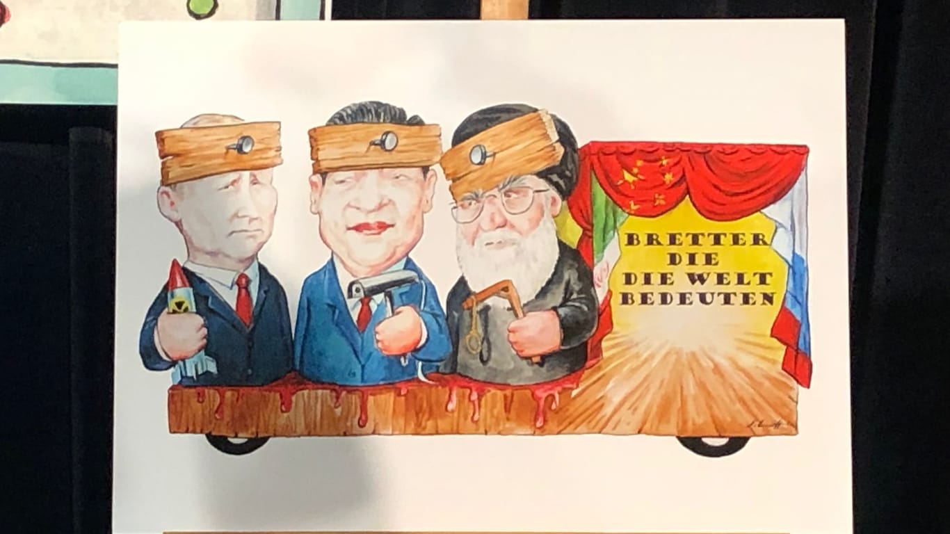 Putin, Xi und Chamenei als "Bretter, die die Welt bedeuten".