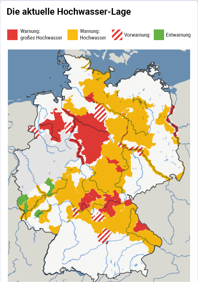 Hochwasser-Warnungen in Deutschland.