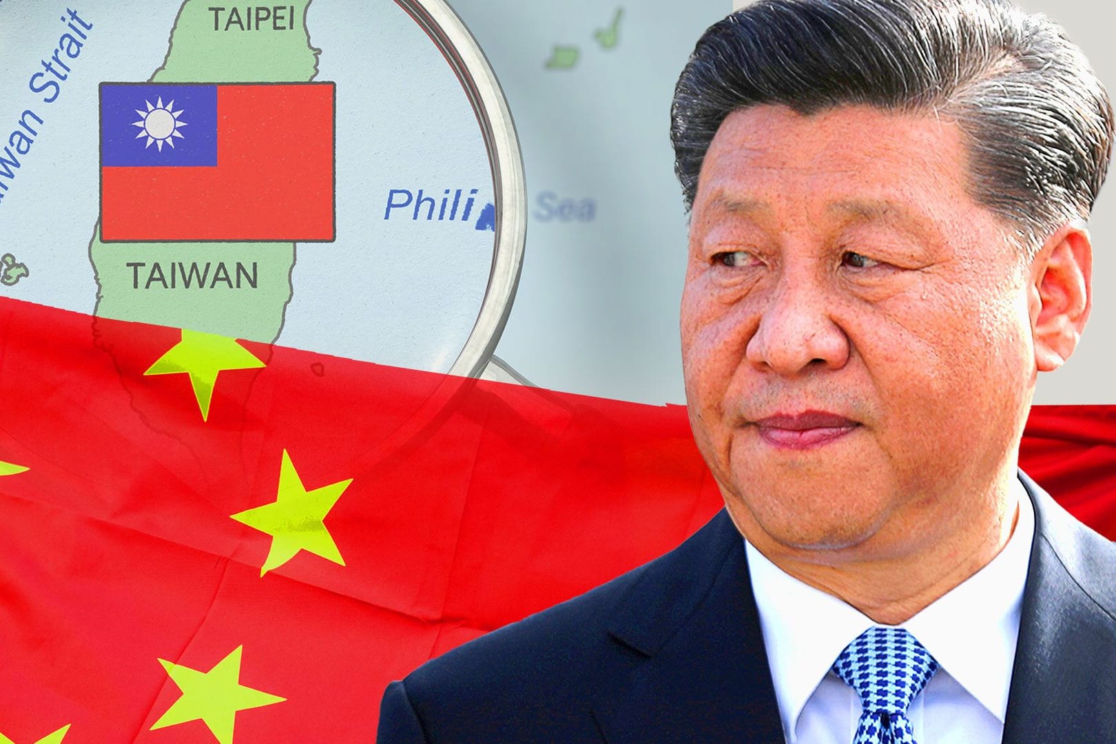 Xi Jinping vor einer Karte Taiwans: Chinas Präsident betrachtet den Inselstaat als "abtrünnig".