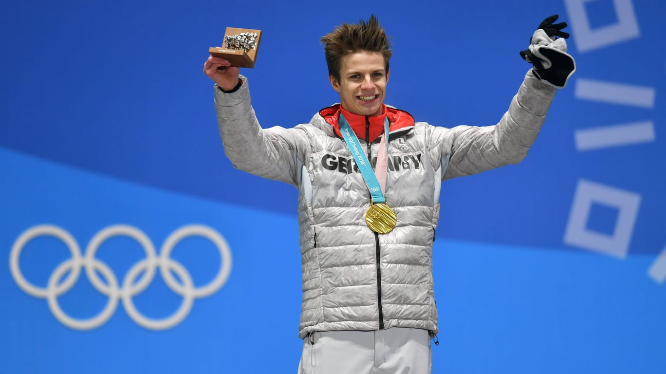 Andreas Wellinger bei seinem Gold-Triumph in Pyeongchang.
