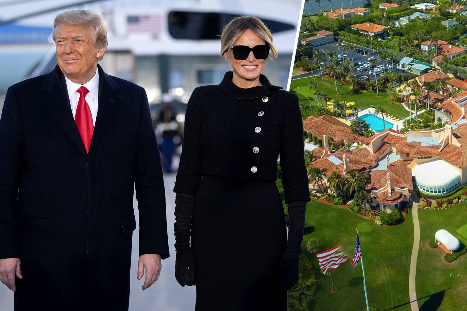 Donald und Melania Trump vor der Resort Mar-a-Lago