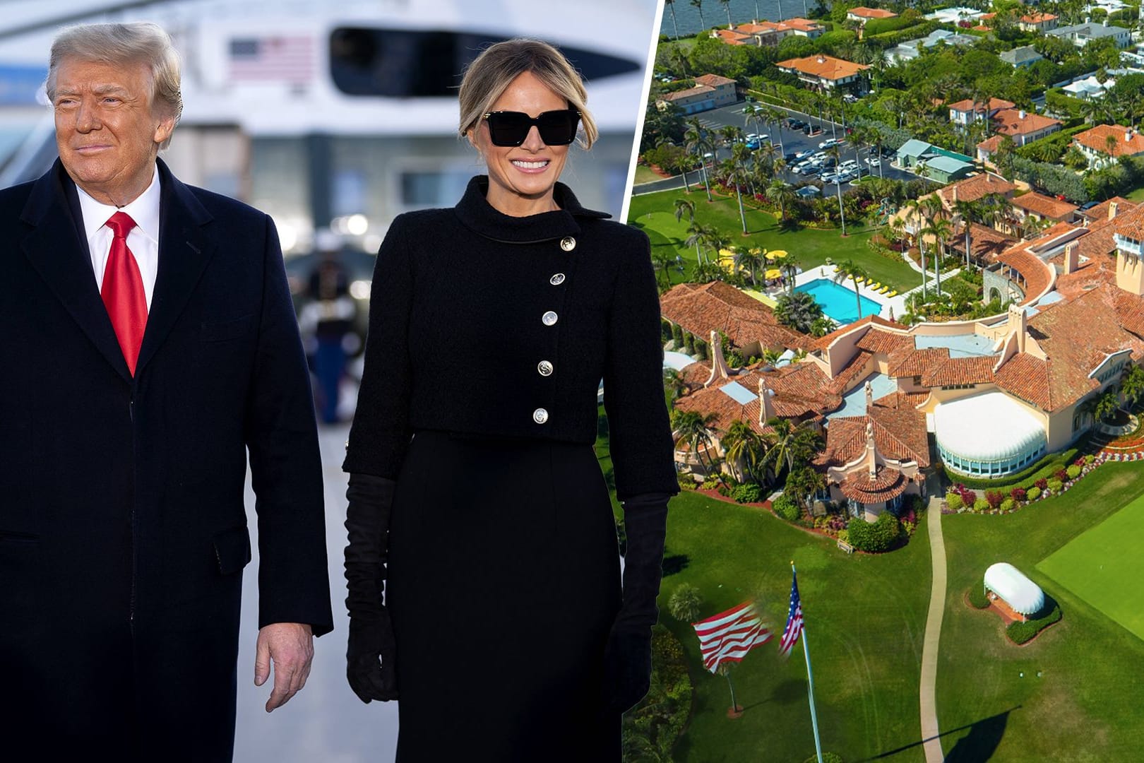 Donald und Melania Trump vor der Resort Mar-a-Lago