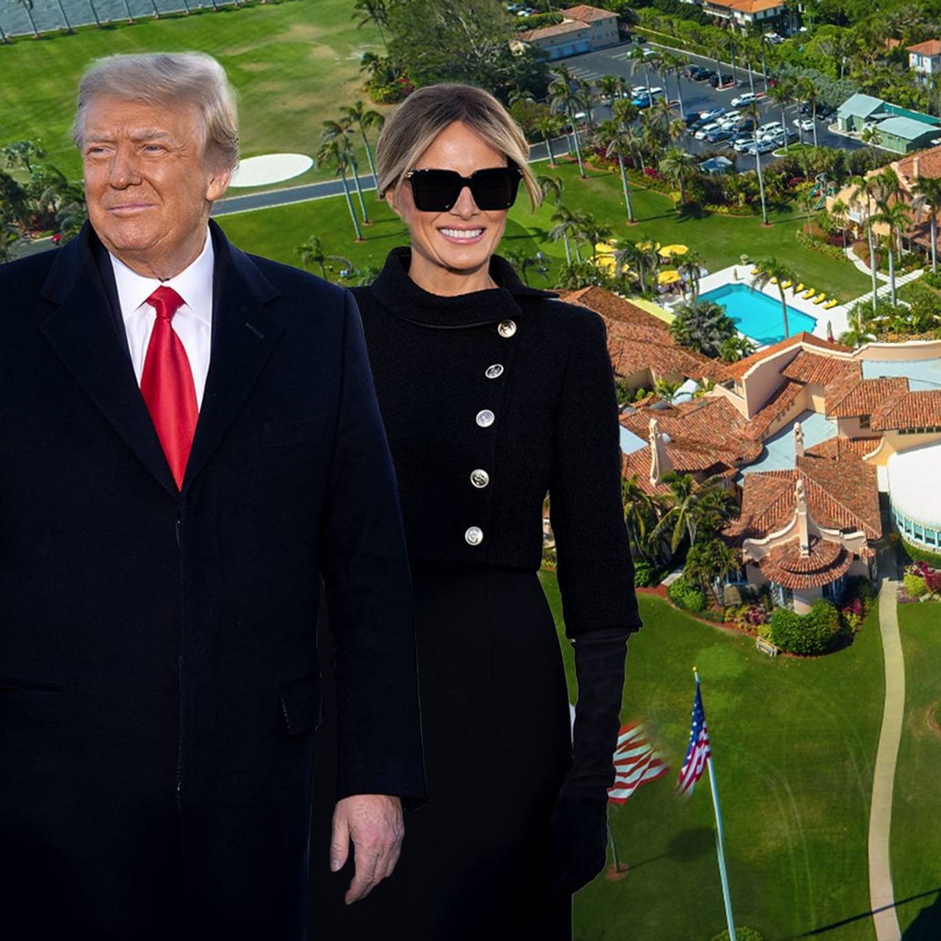 Donald und Melania Trump vor der Resort Mar-a-Lago