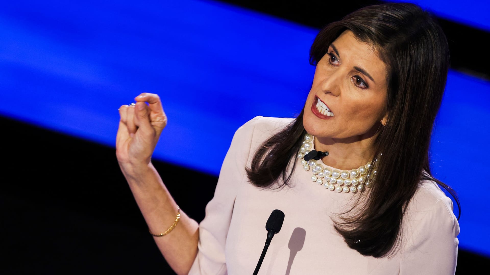 Nikki Haley, Kandidatin für die Präsidentschaftsvorwahlen der Republikaner: Sie warf DeSantis vor, verzweifelt zu sein.