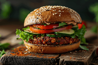 Veganer Kidneybohnen-Burger mit Gemüse