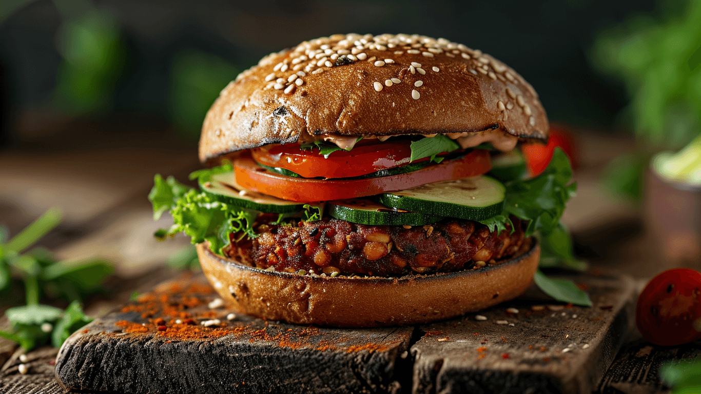 Veganer Kidneybohnen-Burger mit Gemüse