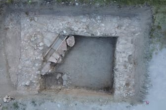 Eine Luftaufnahme der neu entdeckten Ruinen des Kaiserkults im italienischen Spello.