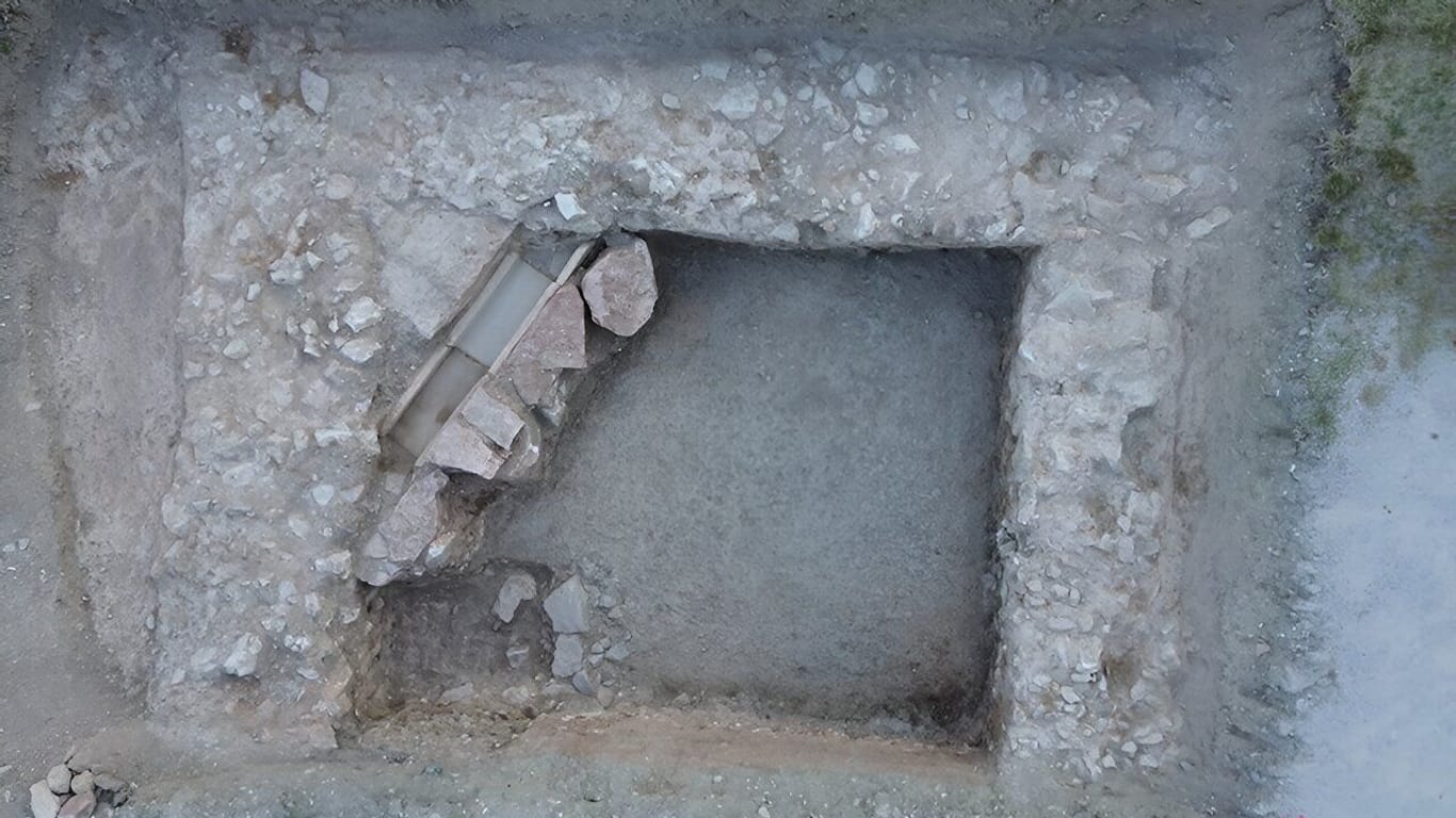 Eine Luftaufnahme der neu entdeckten Ruinen des Kaiserkults im italienischen Spello.