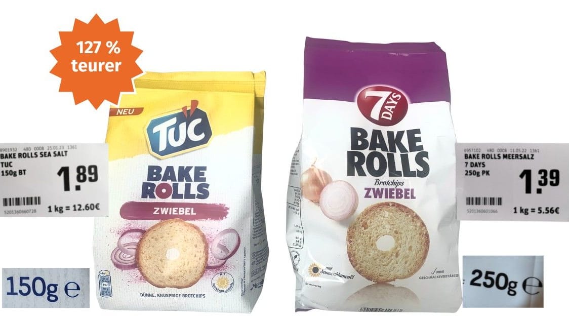 Mogelpackung: Bake Rolls sind deutlich kleiner und teurer geworden.