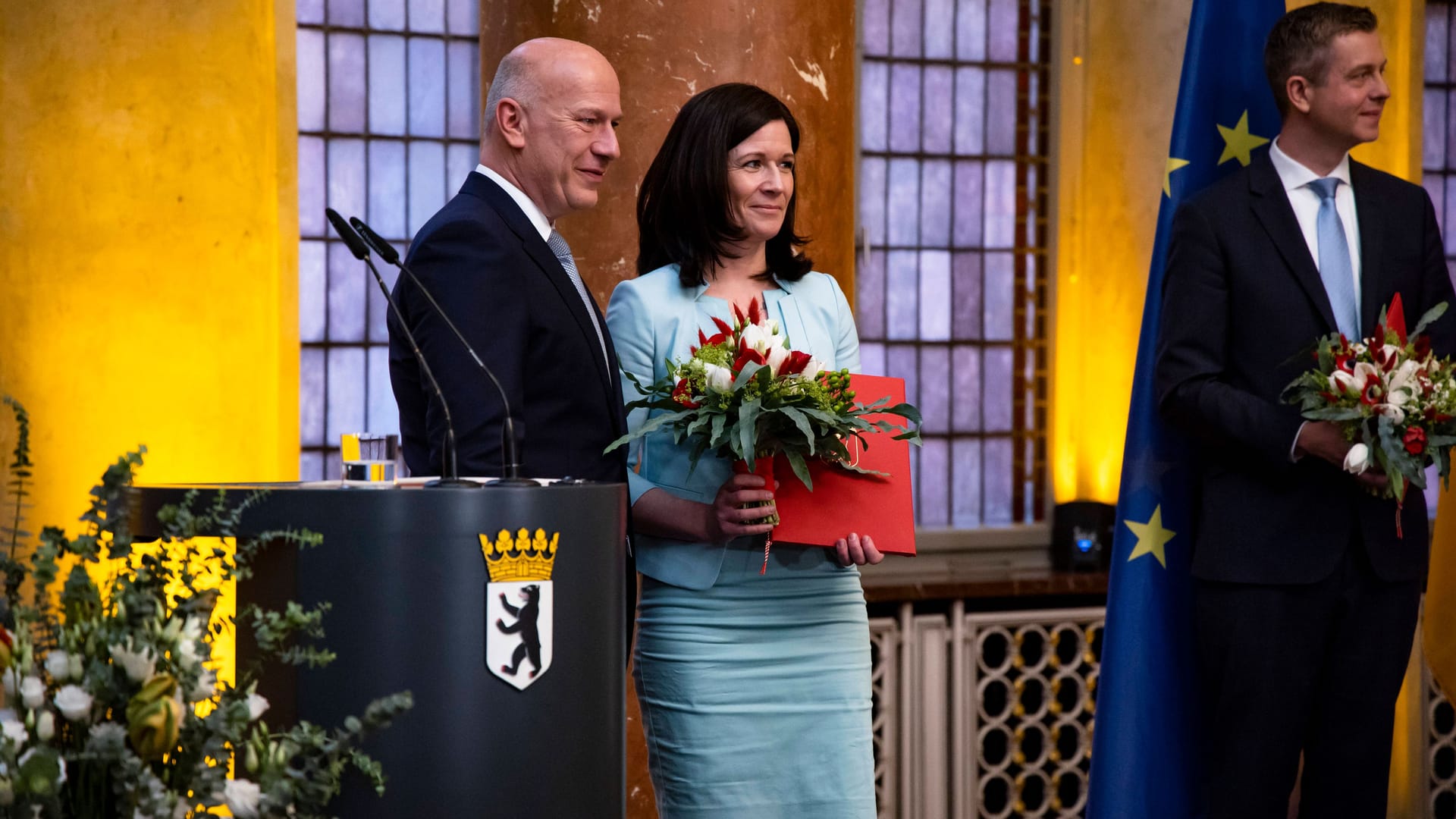 Der Regierende Bürgermeister Kai Wegner bei der Ernennungszeremonie der Senatorin für Bildung, Jugend und Familie Katharina Günther-Wünsch CDU