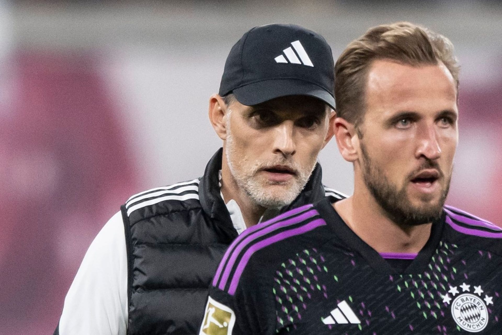 Harry Kane (r) und Thomas Tuchel