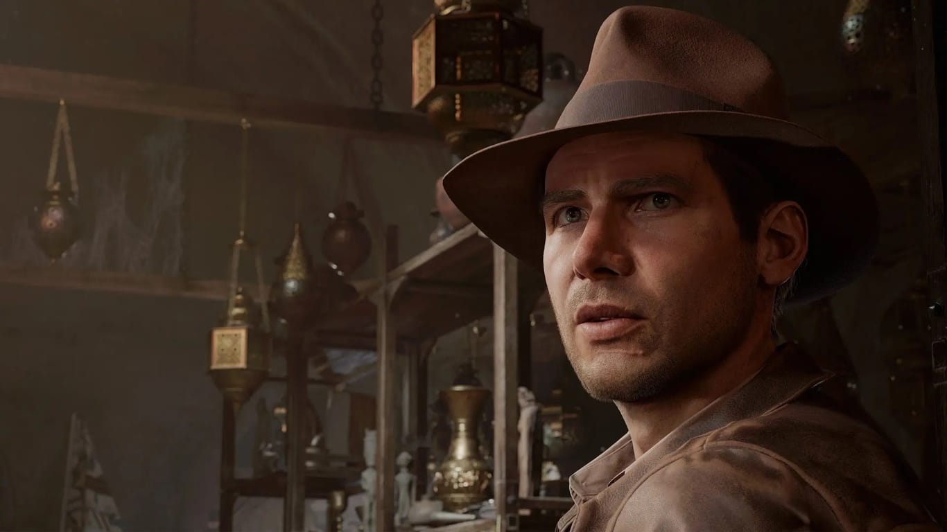 Screenshot aus "Indiana Jones und der Große Kreis": Auch im Spiel wird "Indy" von Harrison Ford verkörpert.