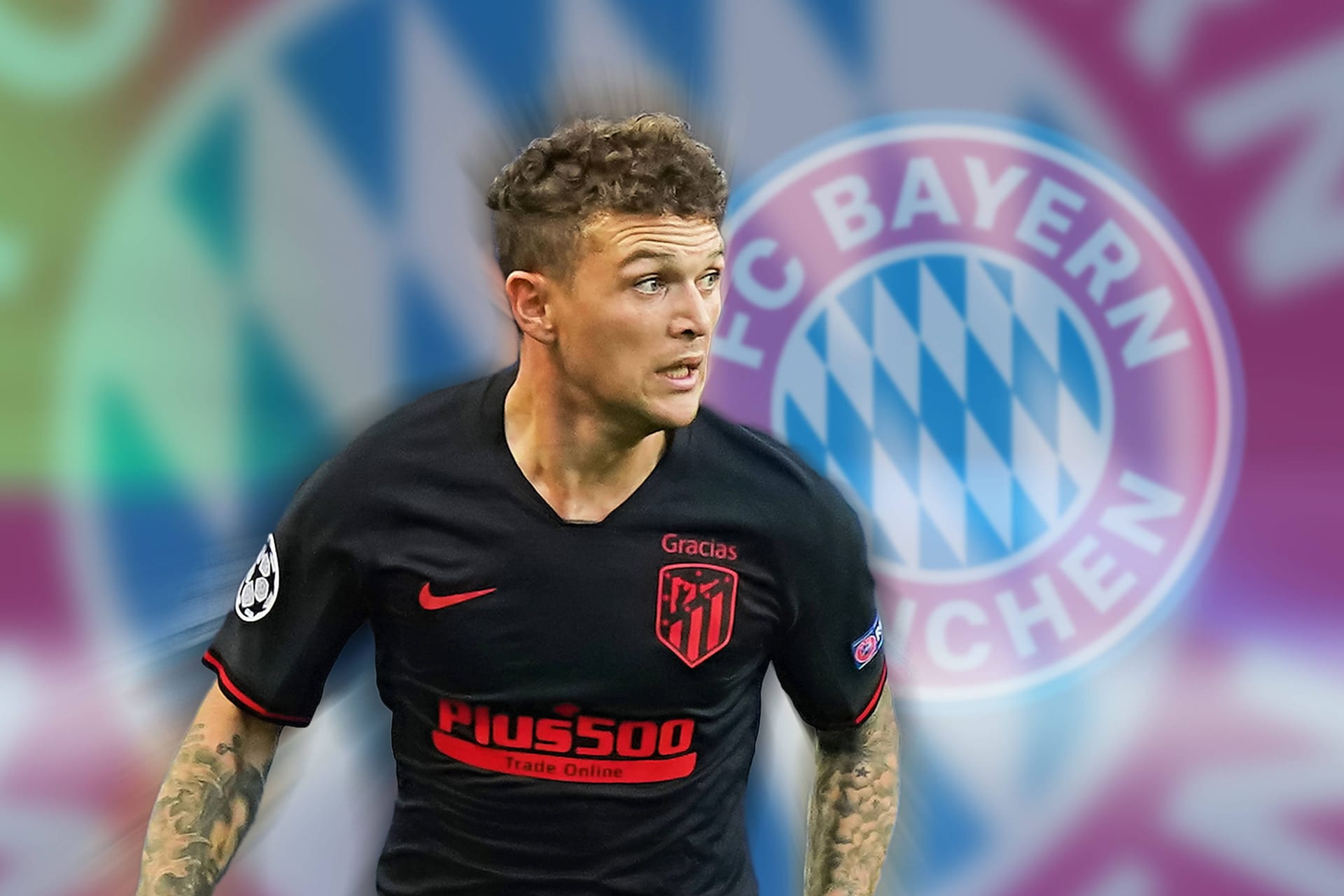 In dieser Fotomontage trägt Kieran Trippier schon das Trikot des FC Bayern. Ob er wirklich kommt ist fraglich.