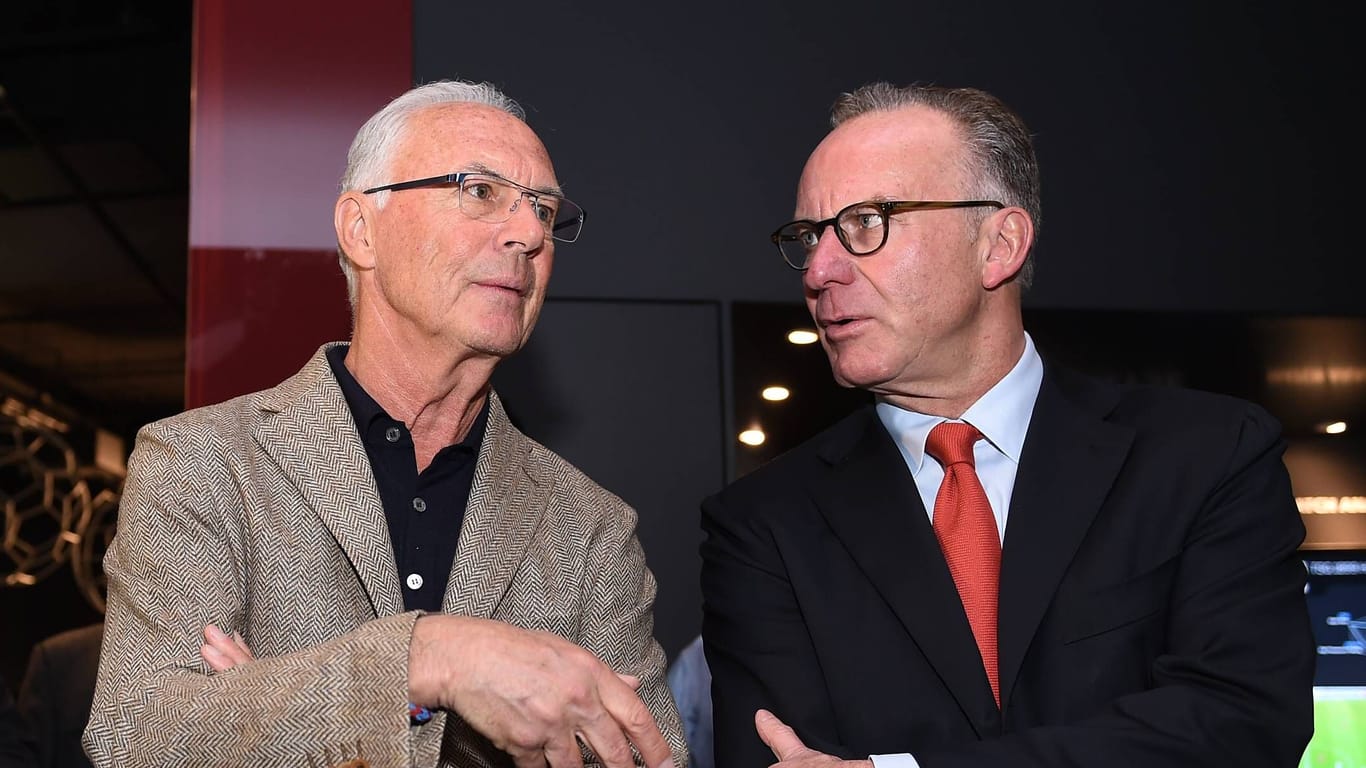 Franz Beckenbauer und Karl-Heinz Rummenigge bei einer Veranstaltung um Bayern-Museum.
